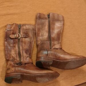 Bed Stu Cobbler Series Gogo Lug Tan Rustic Mid-calf Brown Leather Boots size 10